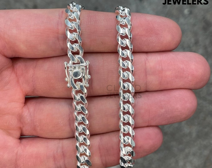Solid 925 Sterling Silver 6MM Thick Curb Link Chain Necklace Italian Made