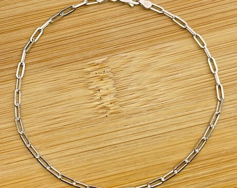 Solid Italian 925 Sterling Silver Paperclip Link Chain Bracelet, Unisex Bracelets, Anklets Bracelets Women