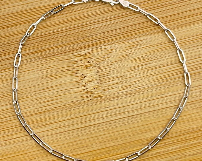 Solid Italian 925 Sterling Silver Paperclip Link Chain Bracelet, Unisex Bracelets, Anklets Bracelets Women