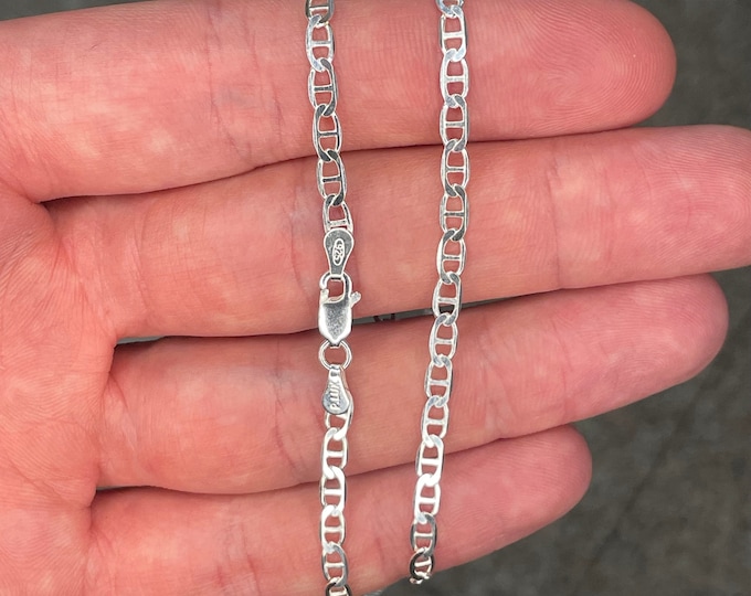 Solid 925 Sterling Silver Thick Mariner Anchor Link Chain Necklace UNISEX - Multiple Lengths