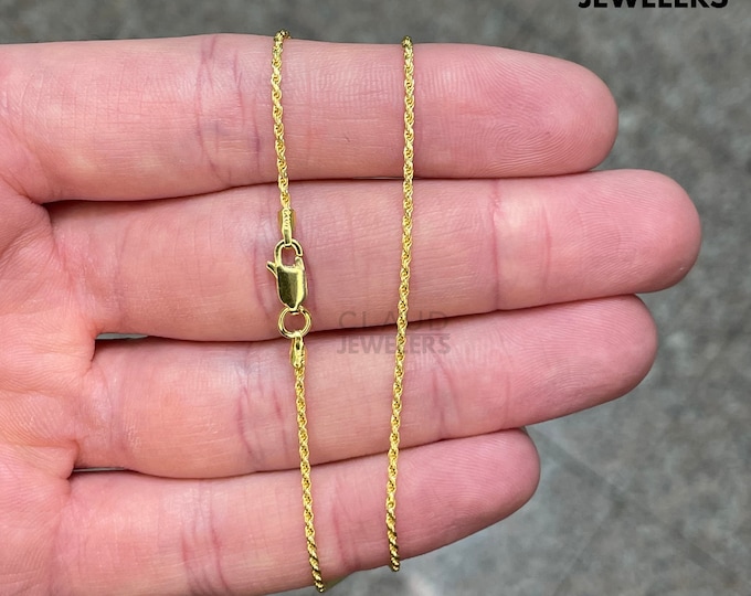Solid 925 Sterling Silver 1.5MM Twisted Link Rope Chain Necklace