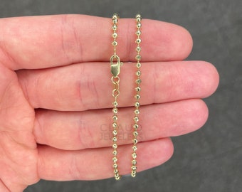 14K Solid Yellow Gold 2.5MM Moon Cut Chain Necklace Italian Made  - Multiple Lengths