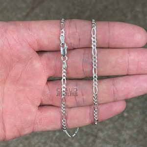 925 Sterling Silver 3MM  Figaro Link Chain Necklace Men And Women 925 Silver Necklace