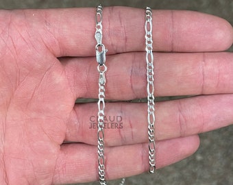 925 Sterling Silver 3MM  Figaro Link Chain Necklace Men And Women 925 Silver Necklace