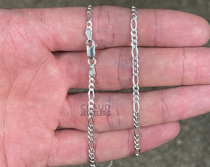 925 Sterling Silver 3MM  Figaro Link Chain Necklace Men And Women 925 Silver Necklace