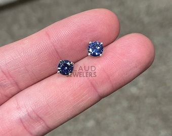 Sterling Silver Round Studs Earrings, Sterling Silver Tanzanite Earrings, Silver Gemstone Earrings, Stud Earrings