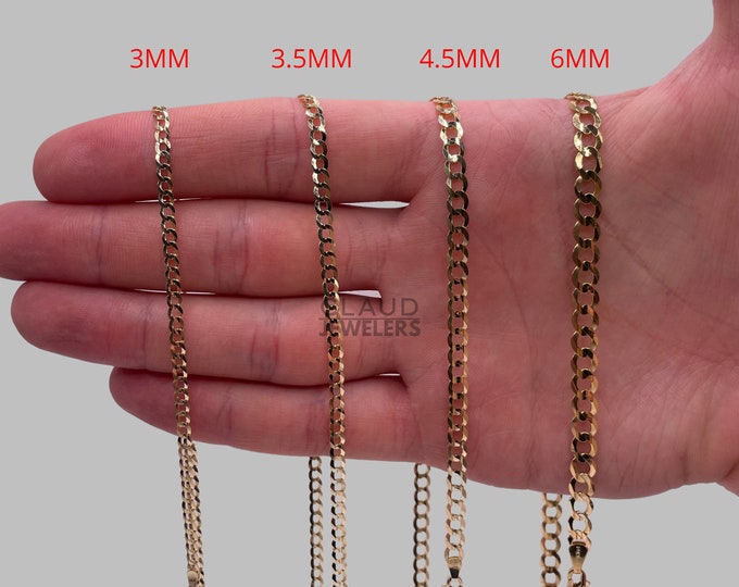 Italian Solid 14K Yellow Gold Curb Link Chain Necklace 14K Gold Chain UNISEX