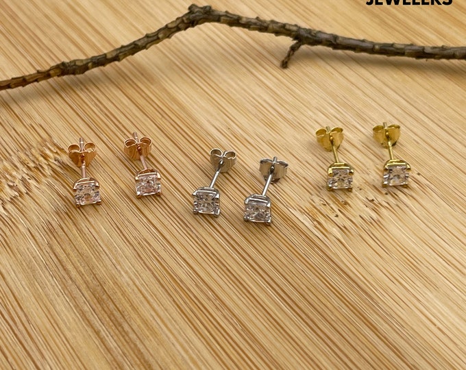 3 Pack 925 Sterling Silver Studs Earrings, Stud Earrings 14K Yellow Gold And Rose Gold Over Sterling Silver Earrings