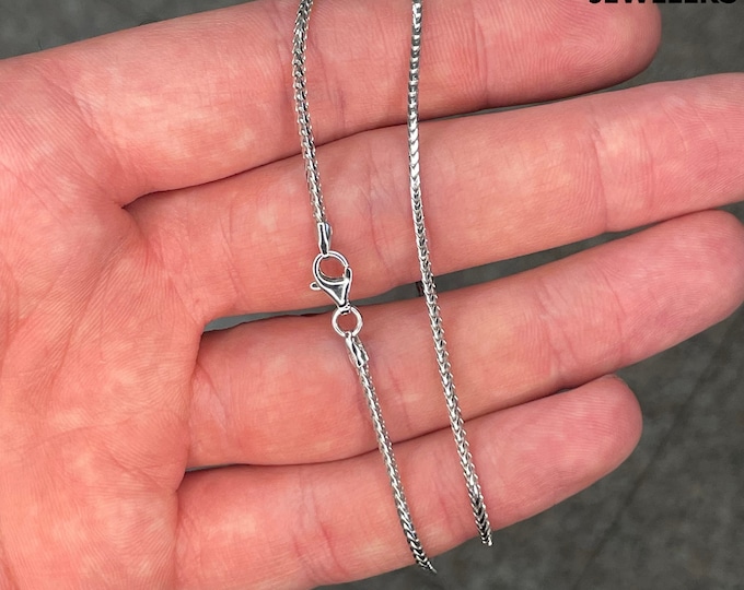 925 Solid Sterling Silver 1.5mm Rhodium Plated Franco Link Chain Necklace UNISEX