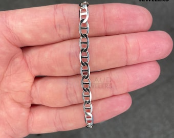 Solid Italian 925 Sterling Silver Marina Chain Anklet, Womens Bracelets, Marina Anchor Link Chain 10 Inch Bracelet
