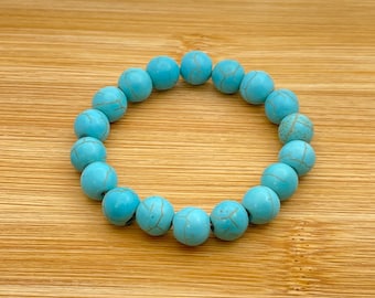 Turquoise Bracelet, Turquoise Stretch Bracelet, Dainty Charm Bracelet, Ball Stretch Bracelet, Turquoise Jewelry, Minimalist Bracelet
