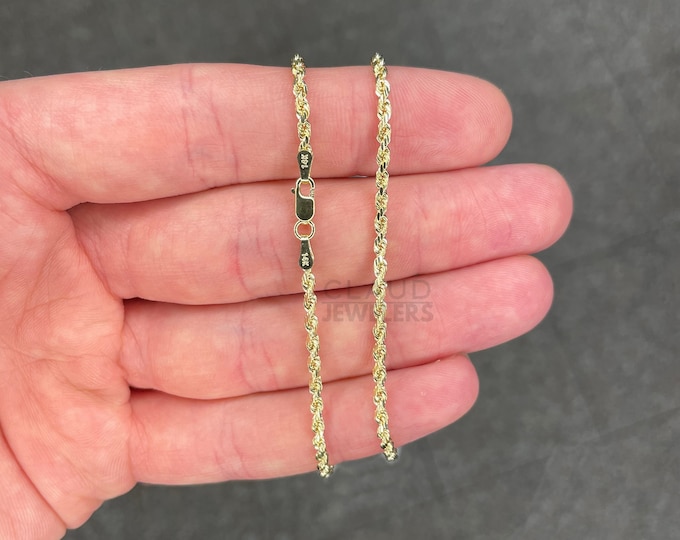 14K Solid Yellow Gold 2.3MM Rope Twisted Link Chain Necklace Italian Made  - Multiple Lengths