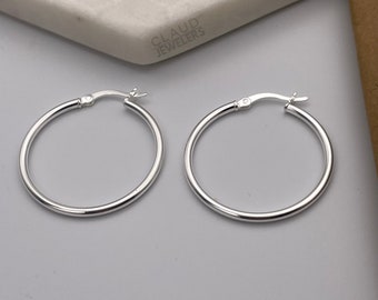Classic Silver Latch Hoop Earrings Classic Silver Latch Hoop Earrings