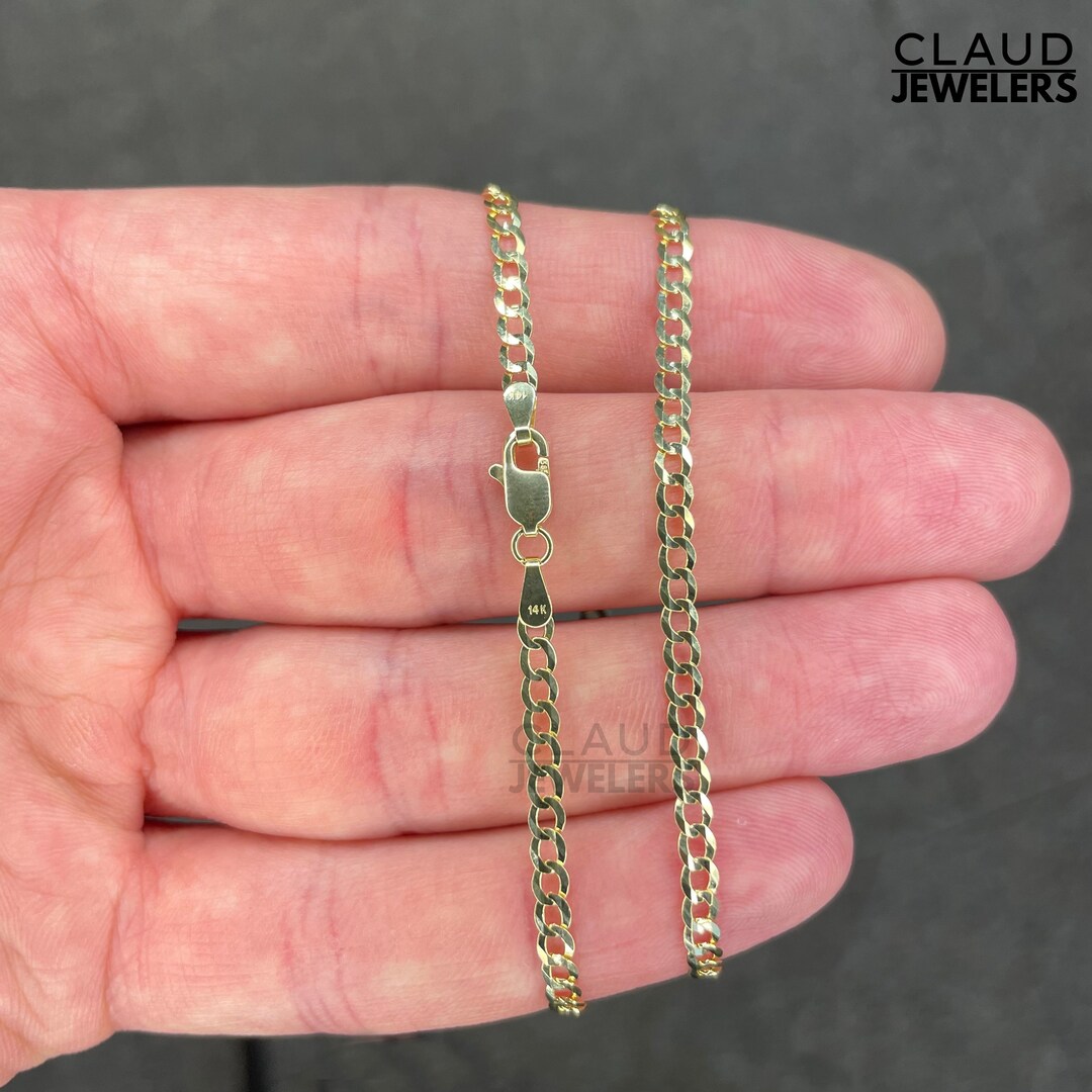 Italian 14K Yellow Gold Curb Link Chain Necklace