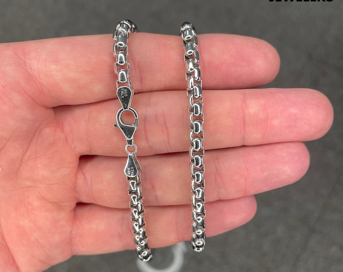 Solid Sterling Silver 925 Thick 4.5mm Roundbox Link Chain Necklace UNISEX