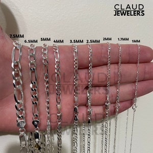 Italian Sterling Silver Figaro Link Chain Necklace Silver Chain 925 UNISEX