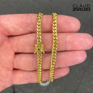 14K Gold Over Solid 925 Sterling Silver 6MM Thick Curb Link Chain Necklace Italian Made