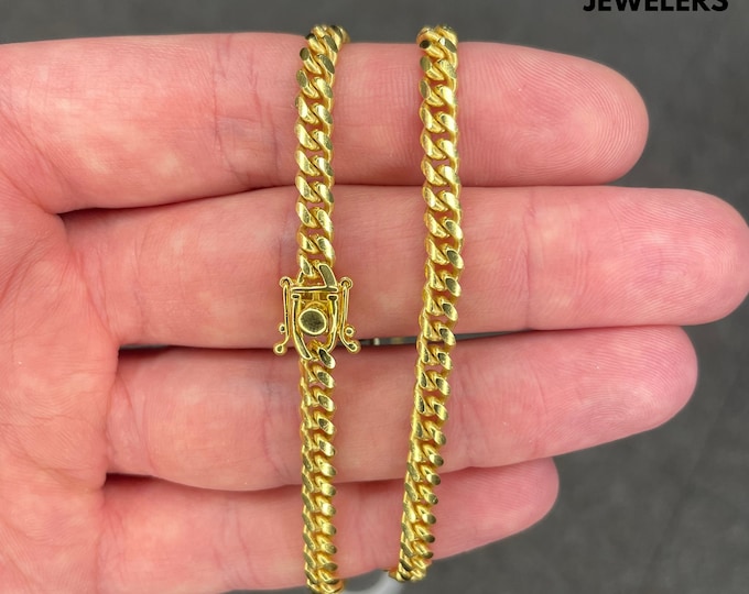 14K Gold Over Solid 925 Sterling Silver 6MM Thick Curb Link Chain Necklace Italian Made