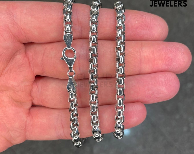 Solid 925 Sterling Silver 5MM Thick Round Box Link Chain Necklace Italian Made