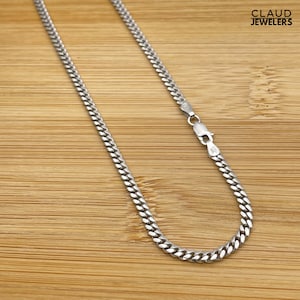 Solid 925 Sterling Silver 3MM Miami Cuban Link Chain Necklace Stacking Necklace
