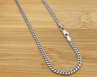 Solid 925 Sterling Silver 3MM Miami Cuban Link Chain Necklace Stacking Necklace