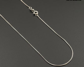 Solid 925 Sterling Silver .80MM Round Box Link Chain Necklace Thin Sterling Silver Necklace