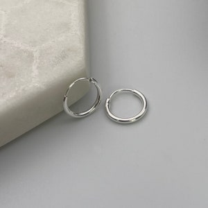 925 Solid Sterling Silver Small 10MM Endless Hoop Earrings, Nose Ring Or Earrings