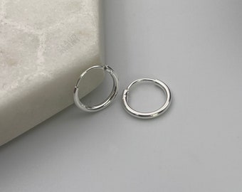 925 Solid Sterling Silver Small 10MM Endless Hoop Earrings, Nose Ring Or Earrings