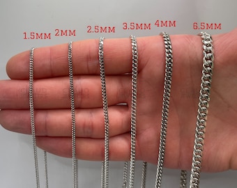 Italian Solid Sterling Silver Miami Cuban Link Chain Necklace 925 Silver Chain UNISEX
