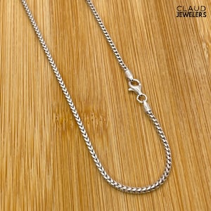 Solid 925 Sterling Silver 2MM Franco Chain Necklace, Square Box Chain Necklace