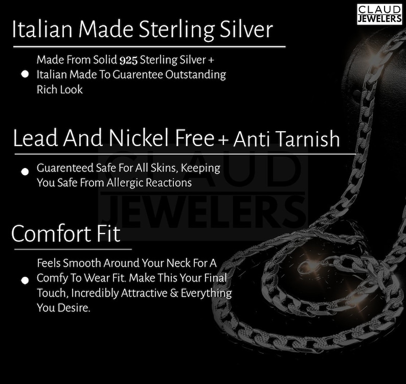 Italian Solid Sterling Silver Box Link Chain Necklace 925 Silver Chain UNISEX image 4