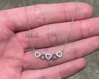 Multi Heart Necklace Chain, Women's Heart Necklace