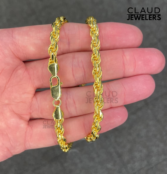 Solid 925 Sterling Silver Rope Chain Necklace Italian Made 14k