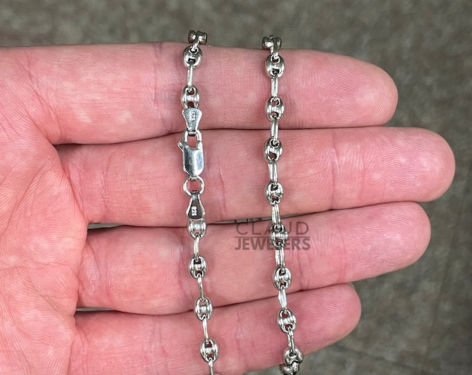 925 Sterling Silver Puffed Marina Chain Necklace UNISEX Stacking Necklace 6MM Italian Made