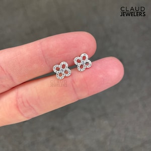 Sterling Silver Crystal Stud Earrings Screw back Earrings