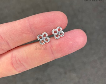 Sterling Silver Crystal Stud Earrings Screw back Earrings