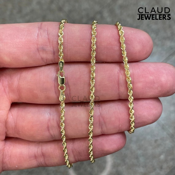 Real 14K Yellow Gold Twisted Rope Chain Necklace Men and