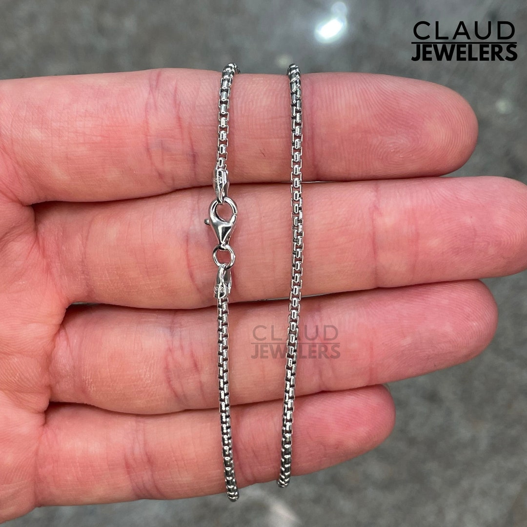 925 Sterling Silver Round Box Link Chain Necklace Men and Women - Etsy