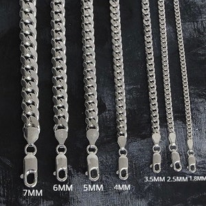 Italian Made Solid Sterling Silver Miami Cuban Link Chain Necklaces 925 Silver Chain Multiple Sizes