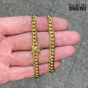 14K Gold Plated Over Sterling Silver Cuban Link Thick Rapper Chain Necklace 6MM Italian Made