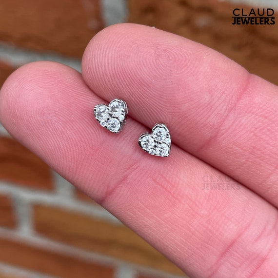 【STONEHENgE】14K Heart Cubic Earrings SA24D36T~ハートピアス Gemstone 14K Puffy Heart Stud - Stevie Wren