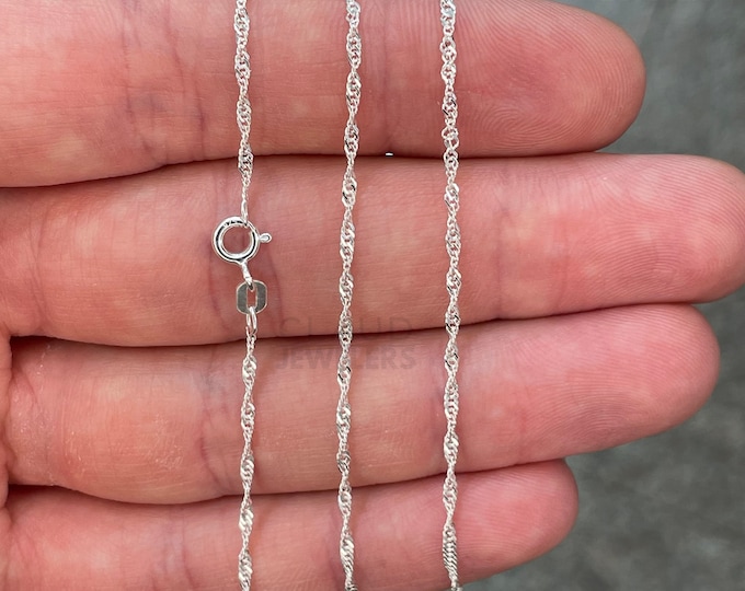 Solid 925 Sterling Silver 2MM Singapore Link Chain Necklace Italian Made Silver Necklace