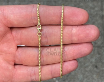 Solid Sterling Silver Super Thin 1.5MM Franco Link Chain Necklace - 14K Gold Plated Solid Sterling Silver Light-Weight Pendant Necklace