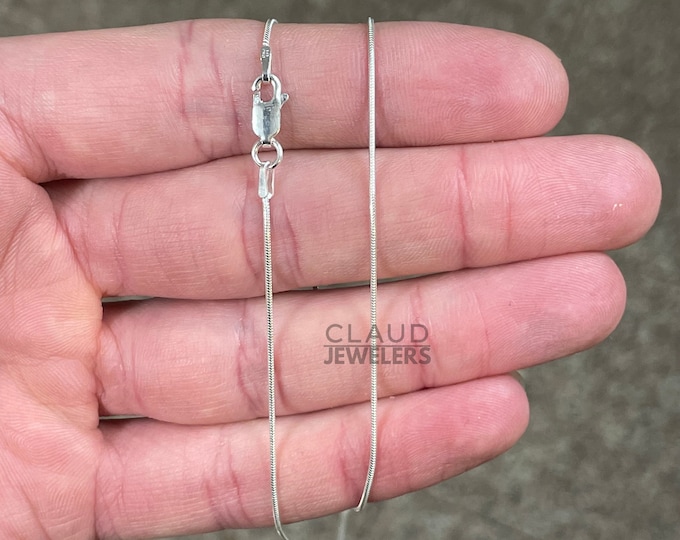 Solid 925 Sterling Silver 1.2MM Snake Chain Necklace, Rounded Snake Chain Necklace, Italian Made Silver