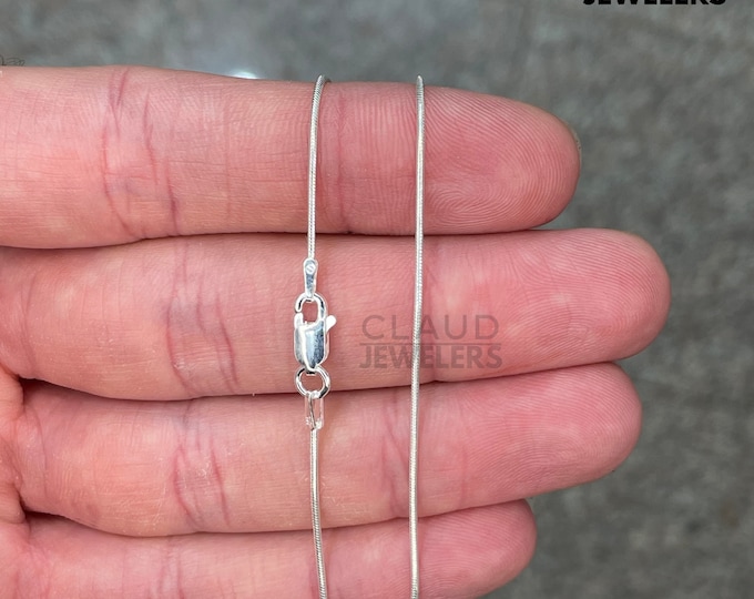 925 Solid Sterling Silver Round Snake Chain Necklace