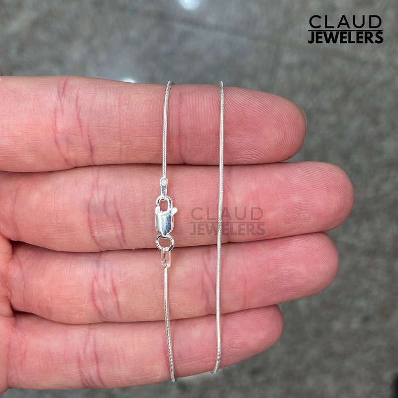 thumbnail image 2 of Italian 925 Sterling Silver Round Snake Chain Necklace – 18 Inch, Unbranded 2 of 5