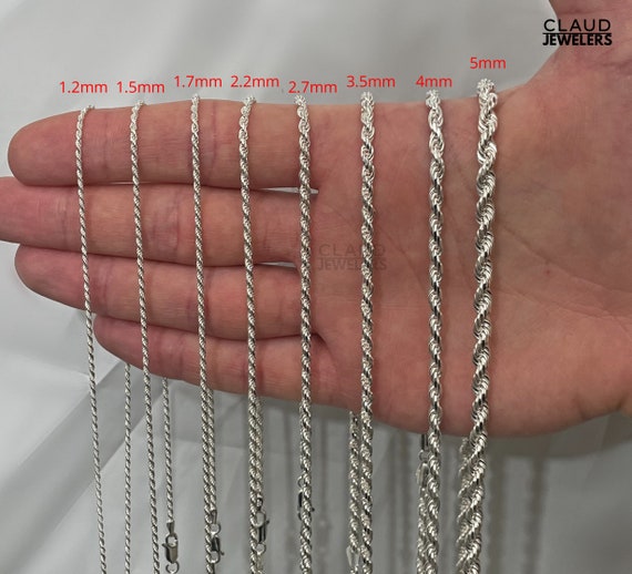 Rope Chain Necklace 1.7mm Width Sterling Silver Rope Chain Necklace 1.7mm Width Sterling Silver
