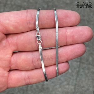 925 Solid Sterling Silver Flat Herringbone Snake Chain Necklace 2.5MM