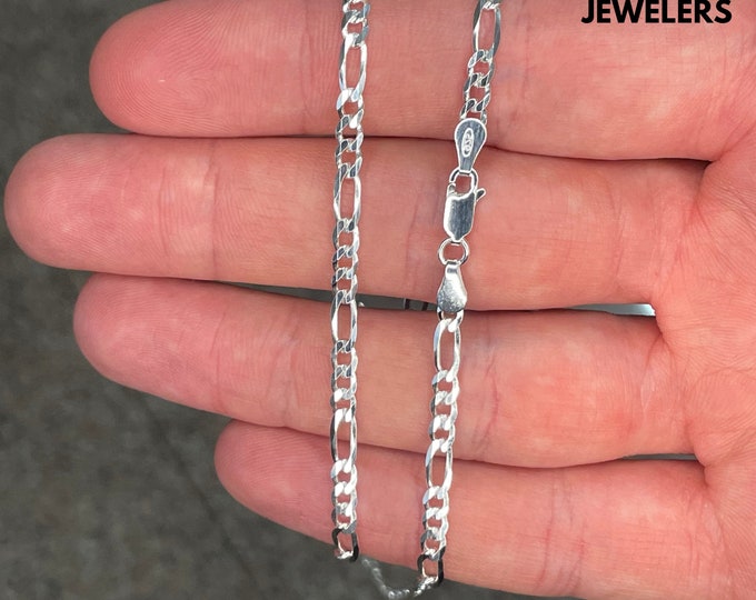 925 Sterling Silver Figaro Link Chain Necklace Men And Women 3.5MM