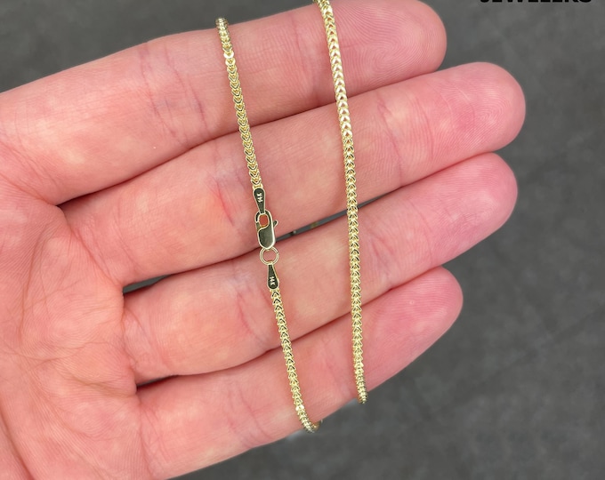 14K Solid Yellow Gold 1.8MM Franco Link Chain Necklace Italian Made  - Multiple Lengths